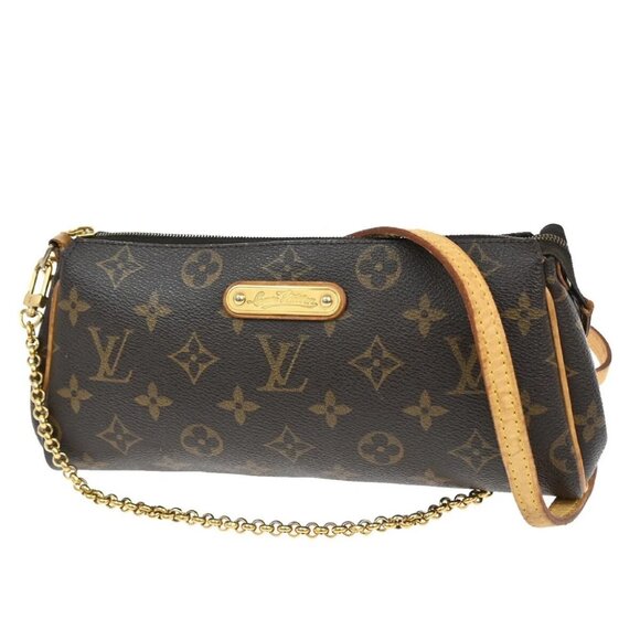 LOUIS VUITTON Eva 2Way Chain Shoulder Bag Monogram Leather Brown - Picture 1 of 14